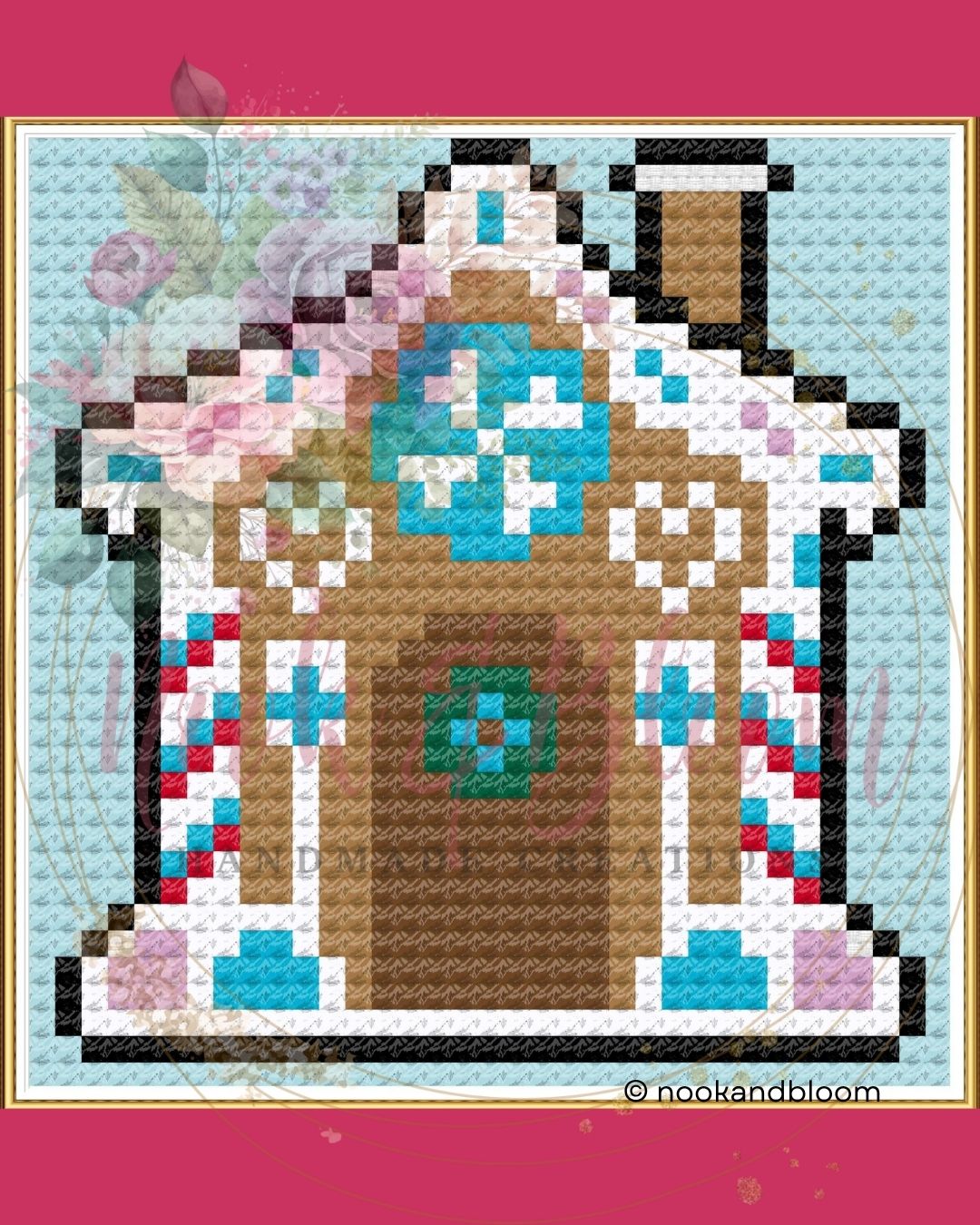 Gingerbread House | Christmas Mini | 18-Mesh Needlepoint PDF Chart