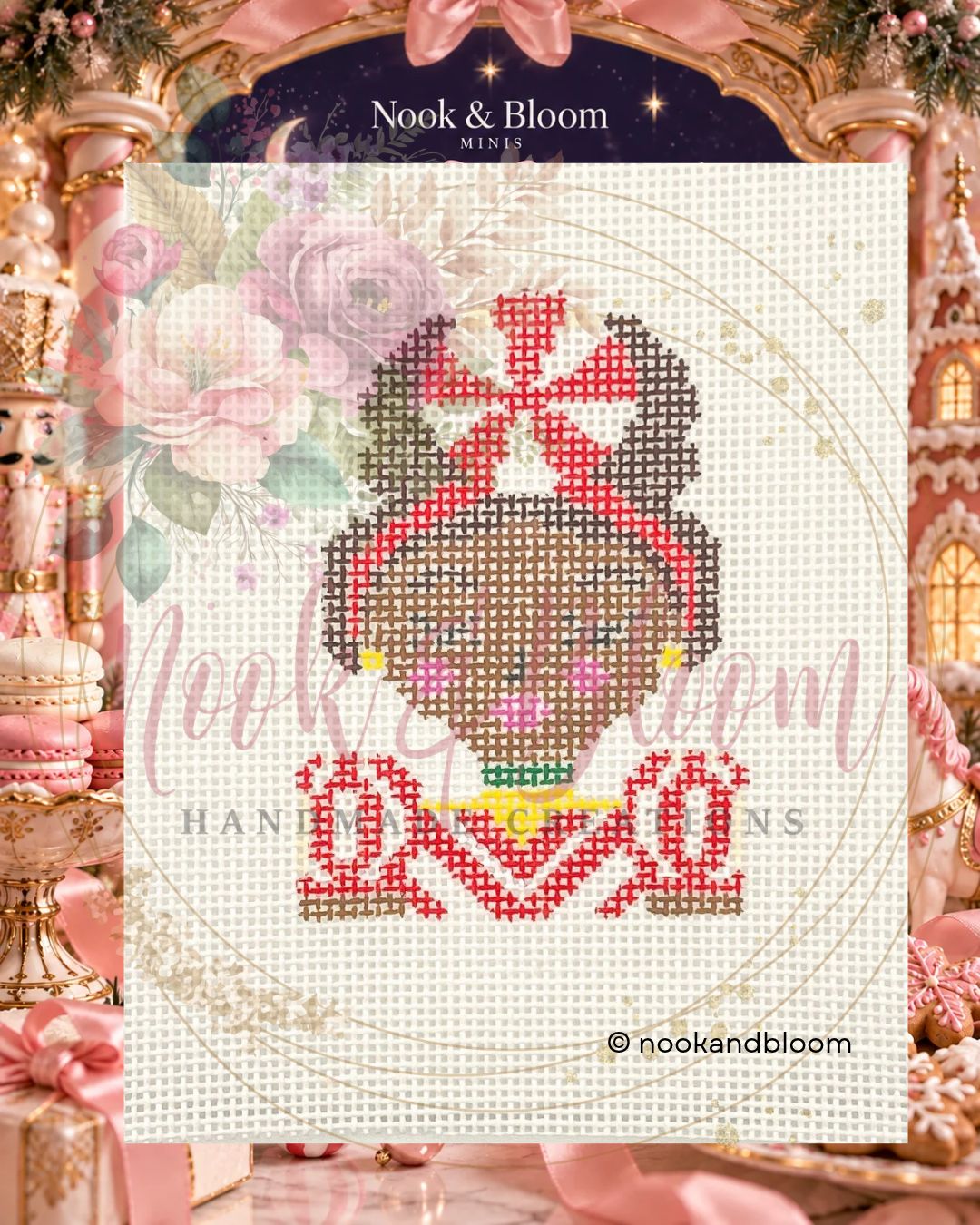 Peppermint Pippa | The Yuletide Set | Hand-Painted Needlepoint Canvas