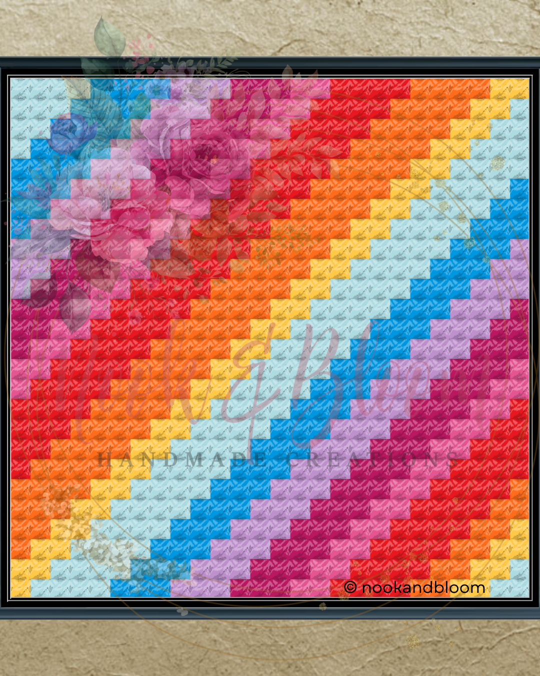 Diagonal Rainbow (2 x 2) Needlepoint Chart - Digital Download
