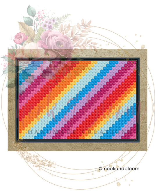 Diagonal Rainbow (3 x 2) Needlepoint Chart - Digital Download