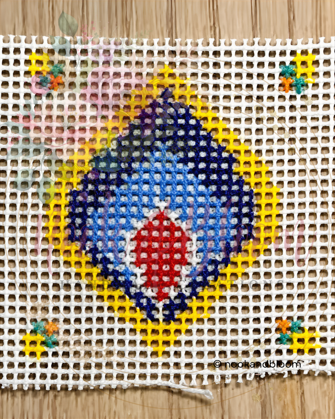 Lotus Medallion Needlepoint Chart - Digital Download