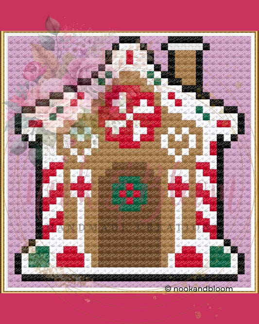 Gingerbread House | Christmas Mini | 18-Mesh Needlepoint PDF Chart