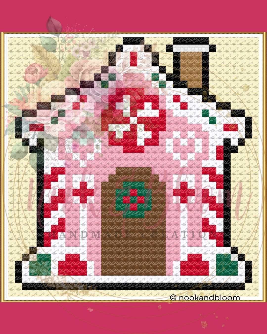 Gingerbread House | Christmas Mini | 18-Mesh Needlepoint PDF Chart