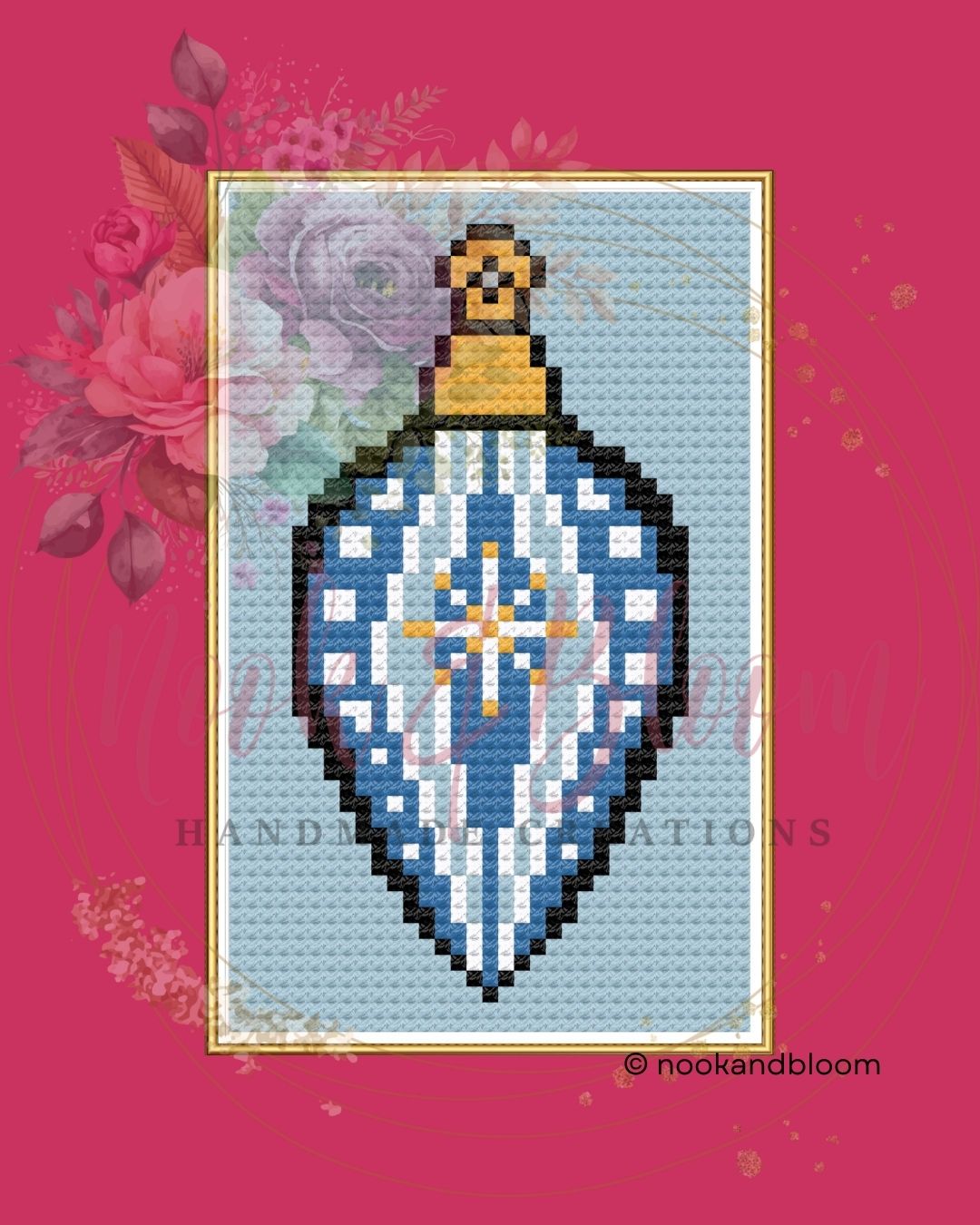 Vintage Christmas Bulb | Christmas Mini | 18-Mesh Needlepoint PDF Chart