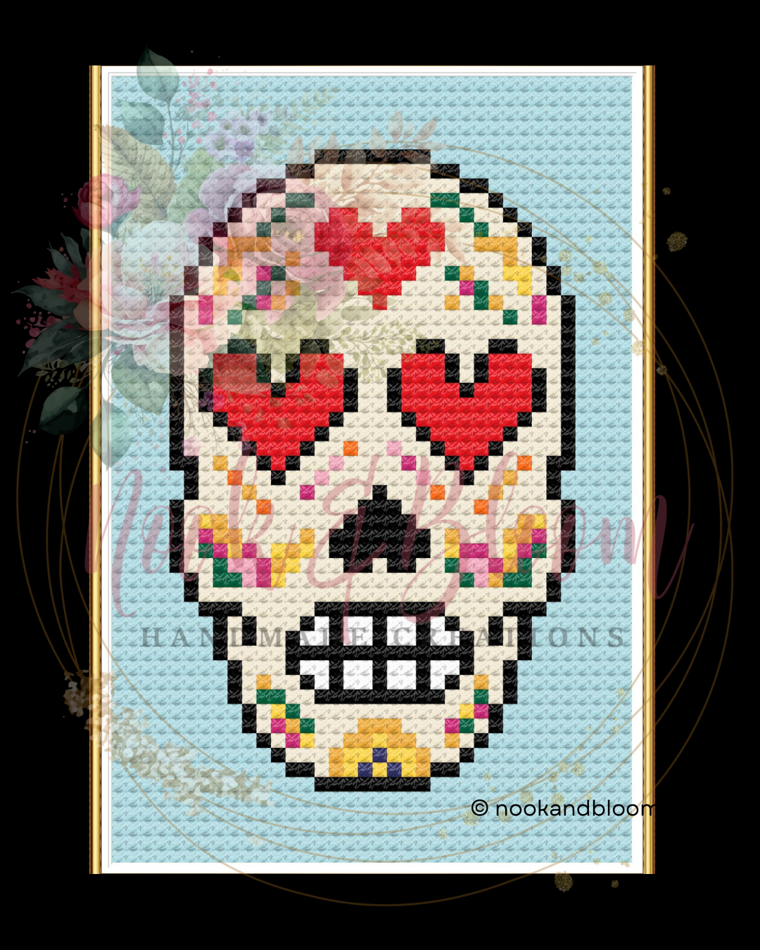 Corazón | Sugar Skull Collection | 18-Mesh Needlepoint PDF Chart