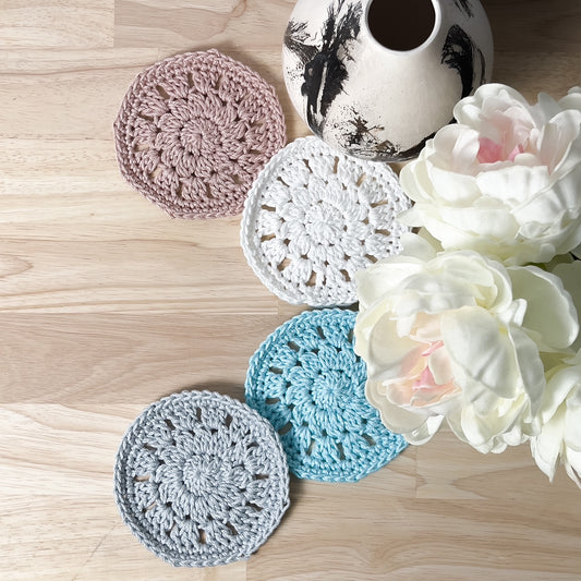 Spring Blooms Crochet Coasters - set of 4